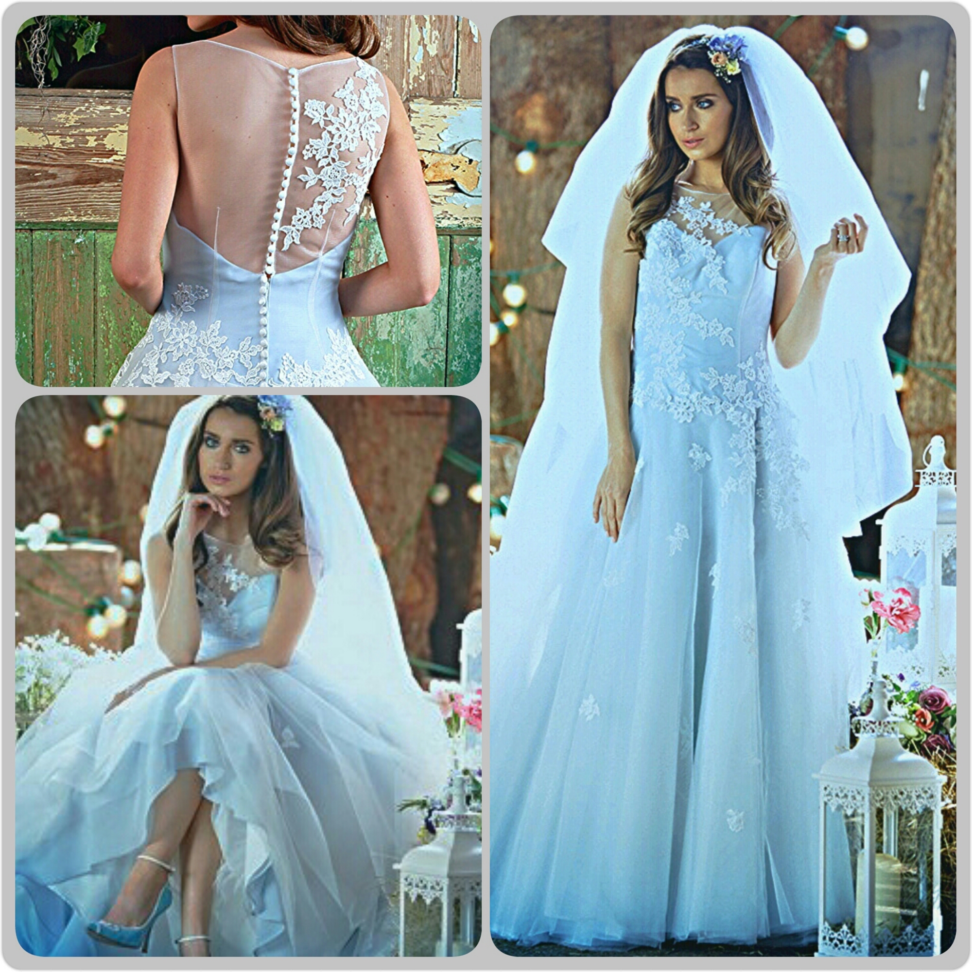 blue silver wedding dress